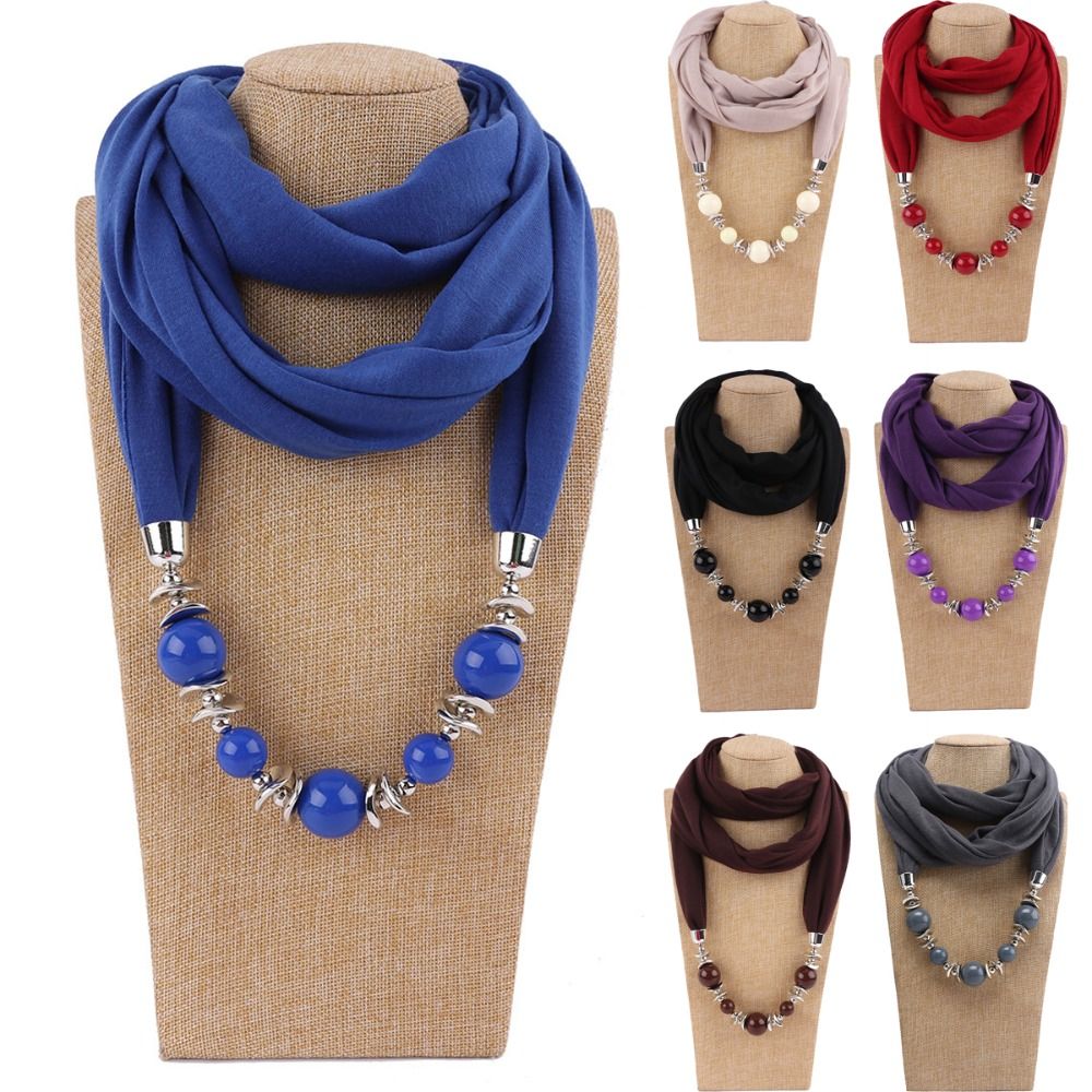 Infinity Scarf Knit - Модный шифоновый шарф с бусинами в