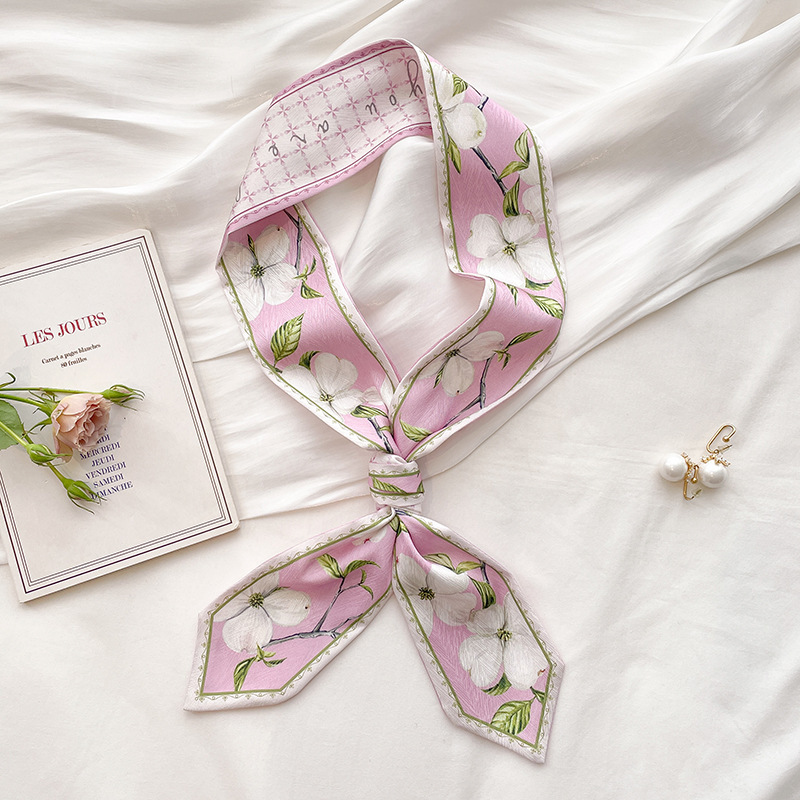 Silk Neck Scarf - Корейский шелковый атласный длинный шарф для